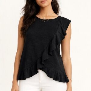 Banana Republic Black Sleeveless Knit Top with Subtle Texture